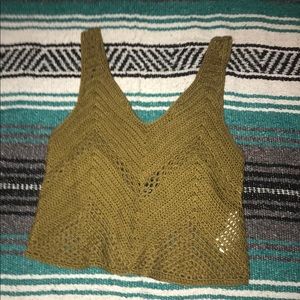 Forever 21 Green Crochet crop top